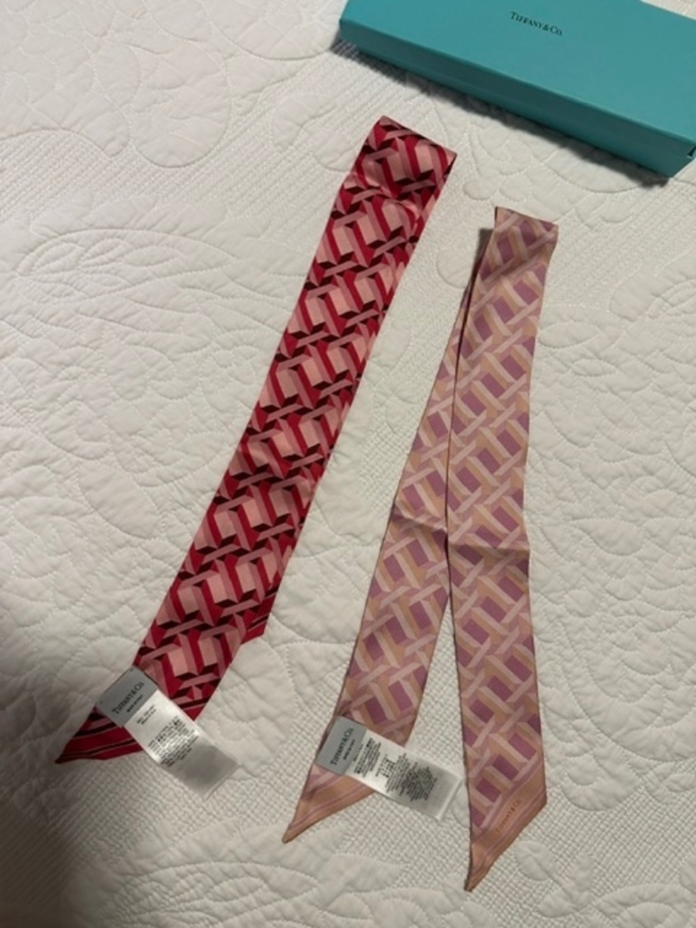 Tiffany & Co Ribbon Scarves ( never worn or used) One Tiffany Box